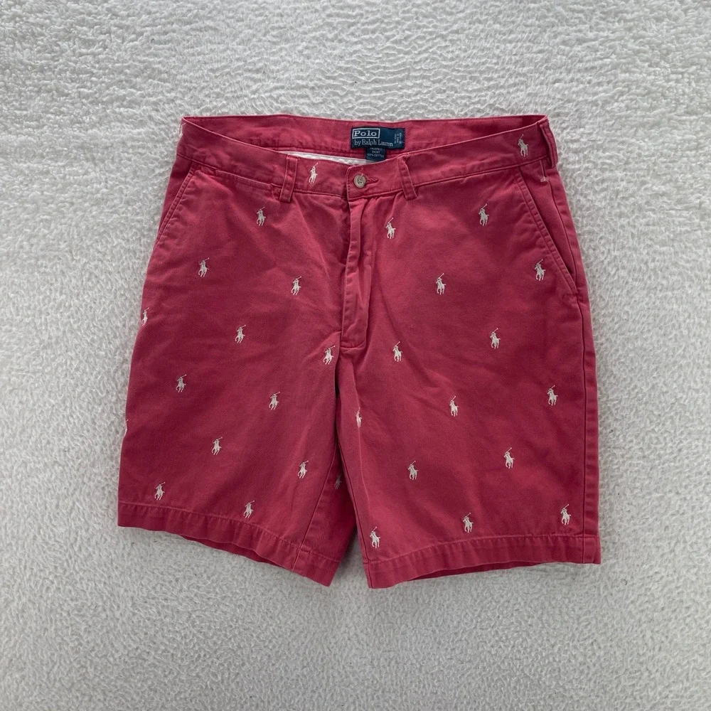 Polo Ralph Lauren Shorts Mens 35 Coral Prospect Chino AOP Pony 9